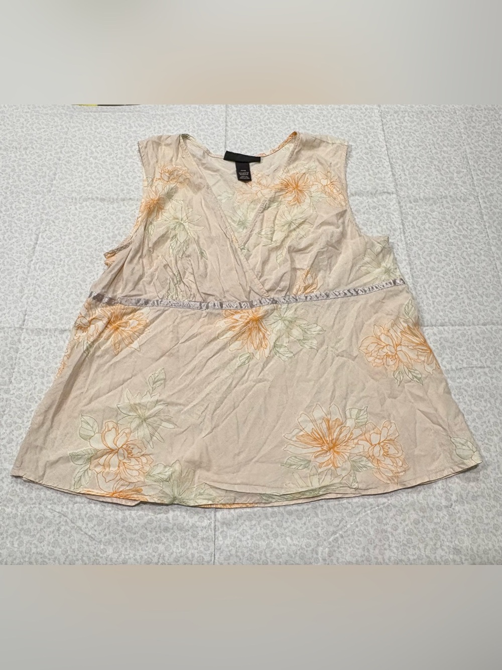 Vintage Y2K Venezia Lane Bryant Floral Tank Top Blouse Size 14/16 Coconut Girl